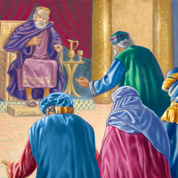Sterrevoorspellers buig voor koning Herodes neer