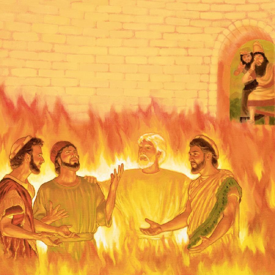 Jehovah se engel beskerm Sadrag, Mesag en Abednego in die vuuroond