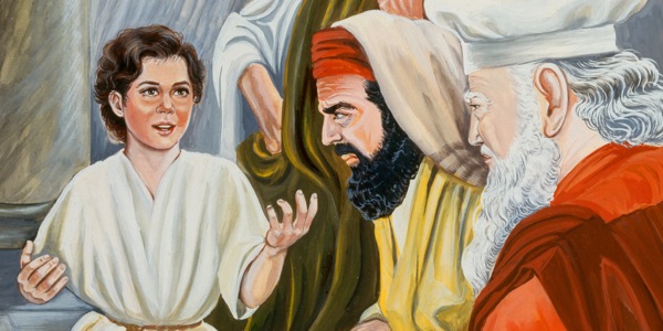Die jong Jesus saam met die leermeesters in die tempel