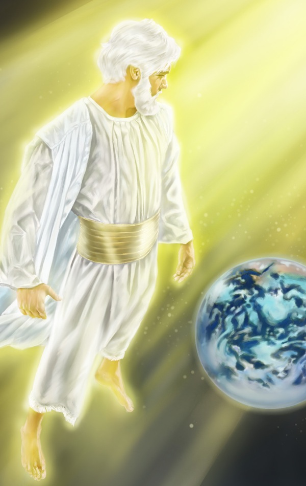 Jesus kyk vanuit die hemel na die aarde en sien die hele mensdom wat God se liefde nodig het