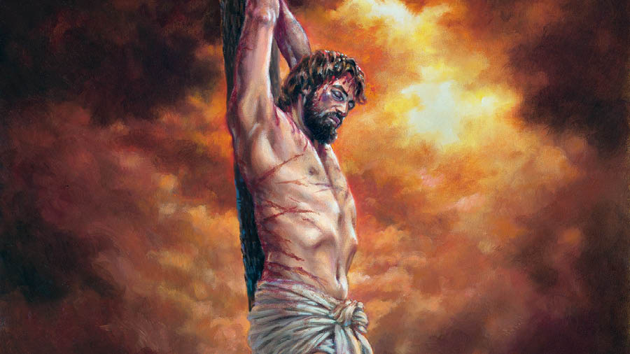 Jesus hang aan ’n folterpaal.