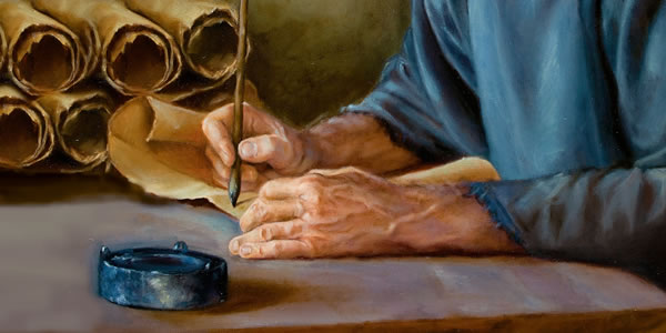 احد الرجال قديما يدوِّن بالوحي آيات في الكتاب المقدس