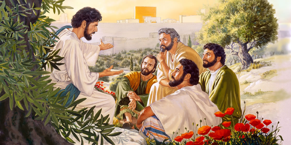 يسوع يجيب عن اسئلة اربعة من رسله