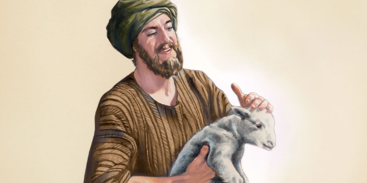رجل فرحان بالعثور على خروفه الضائع