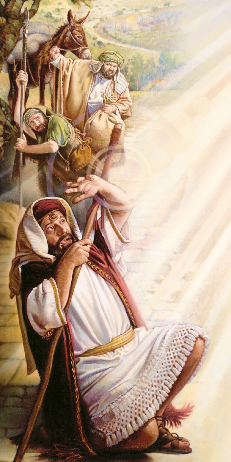 نور من السماء يسطع حول شاول فيقع علی الارض