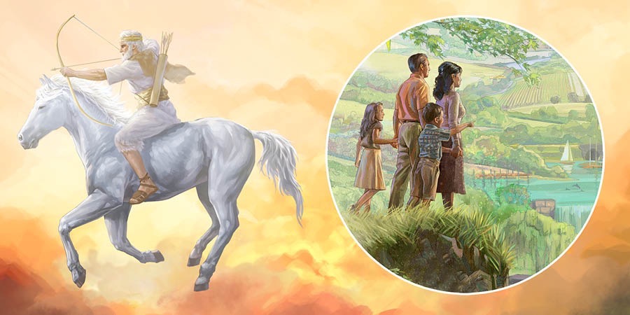 الفردوس الذي سيتحقق حين يُكمل يسوع الراكب علی الفرس الابيض انتصاره