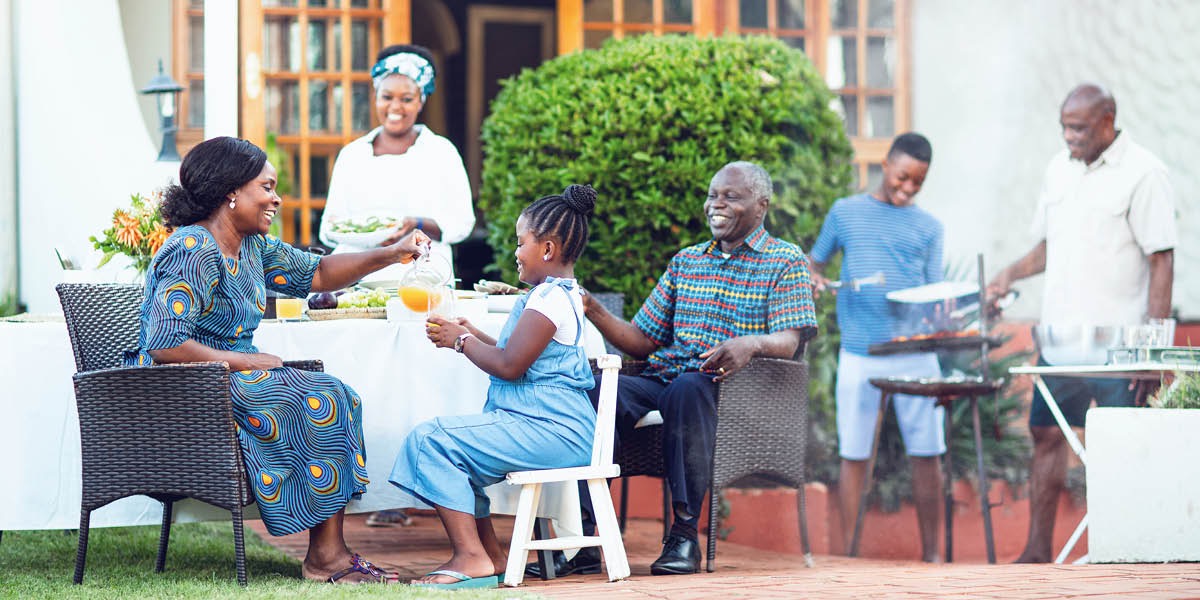 Family and friends enjoy a picnic together