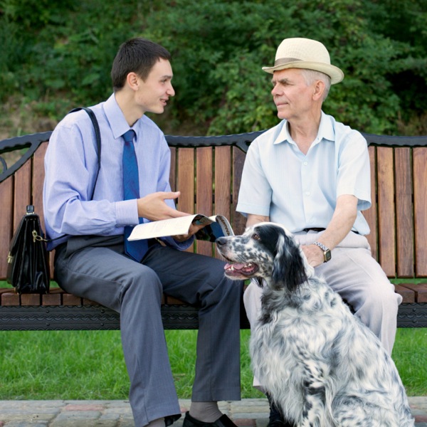 One of Jehovah’s Witnesses preaching in a park