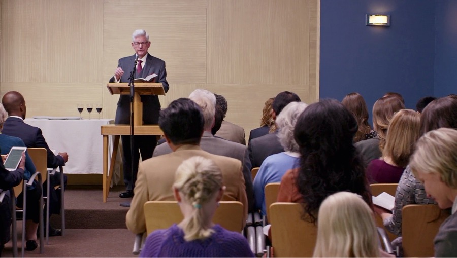 A scene from the video ‘Remember Jesus’ Death.’ Jehovah’s Witnesses meet to observe the Lord’s Evening Meal.