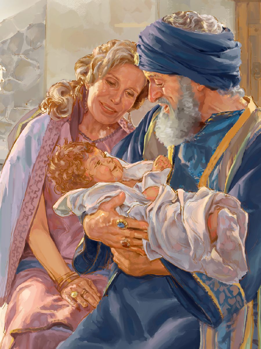 Job et sa femme avec un bébé