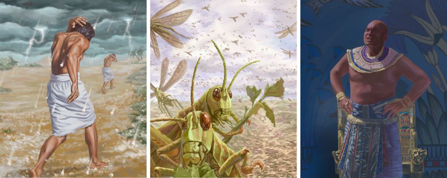 7e, 8e et 9e plaies d’Égypte : grêle, criquets, obscurité