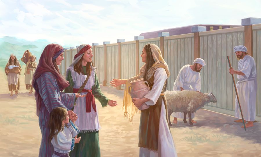 Friends of Jephthah’s daughter visit her at the tabernacle