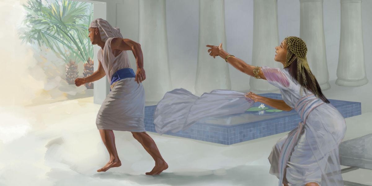 Joseph flees from Potiphar’s wife