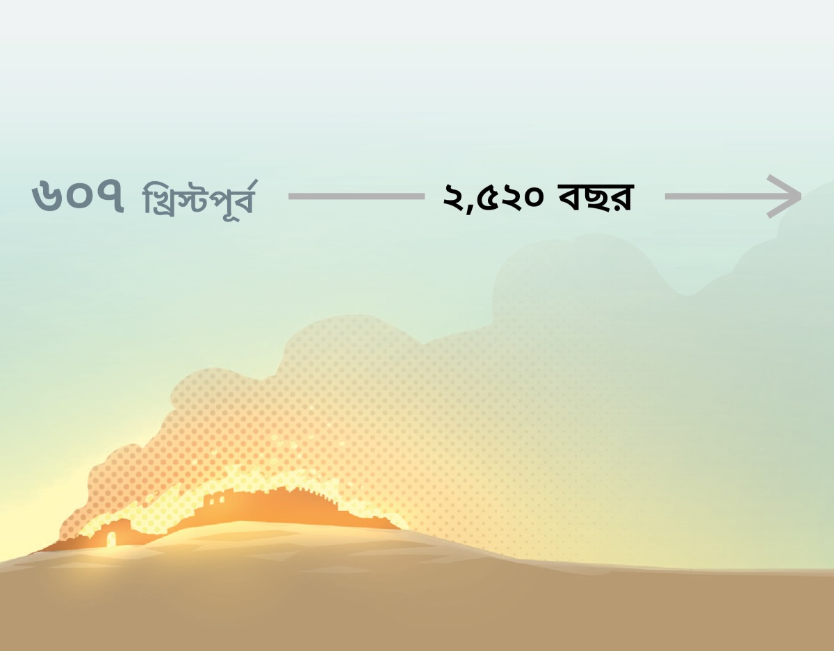 খ্রিস্টপূর্ব ৬০৭ সালে জেরুসালেম ধ্বংস হয় এবং তা পুড়িয়ে দেওয়া হয়। এর পর থেকে ২,৫২০ বছর কেটে যায়।