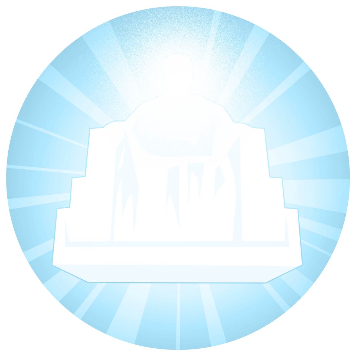 Um trono de onde sai uma luz brilhante, representando Jeová.