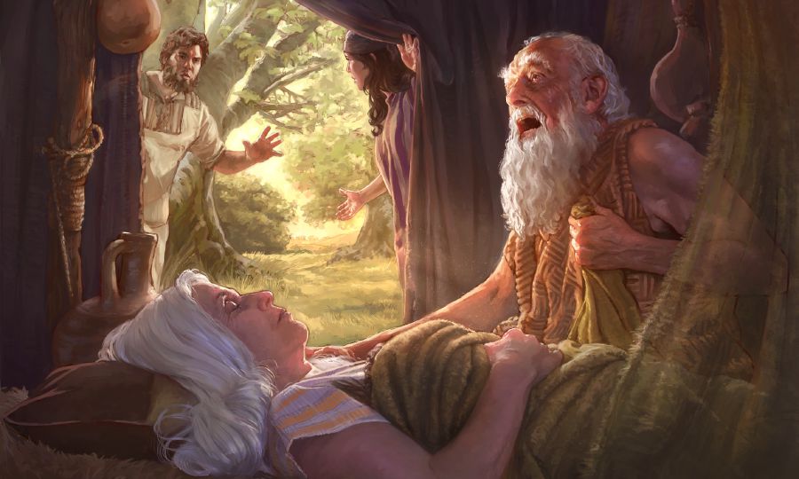 亚伯拉罕在死去的撒拉身旁哀哭