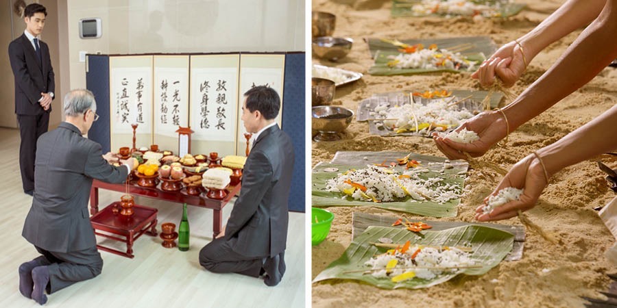 人們把食物留給死去的親人