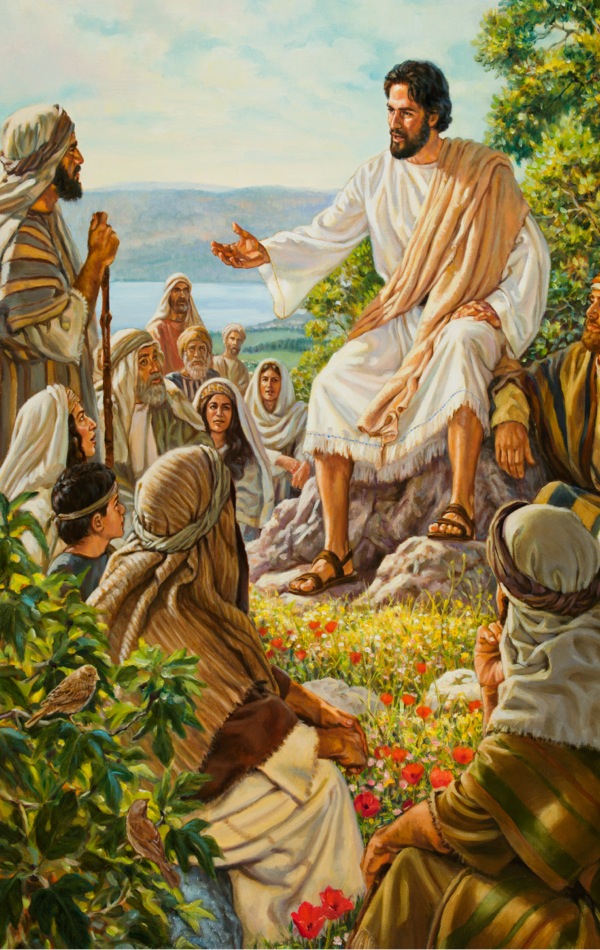 Zástup naslouchá Ježíšovu Kázání na hoře