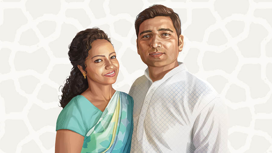 Rahul med sin hustru.