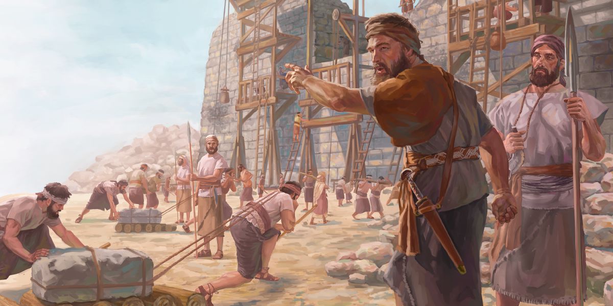Nehemias leder genopbygningen af Jerusalems mure og sørger for at der bliver holdt vagt