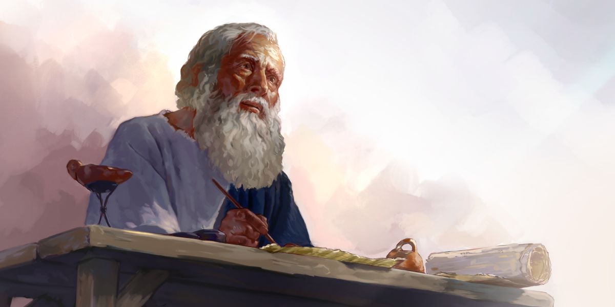 Apostlen Johannes skriver Åbenbaringen