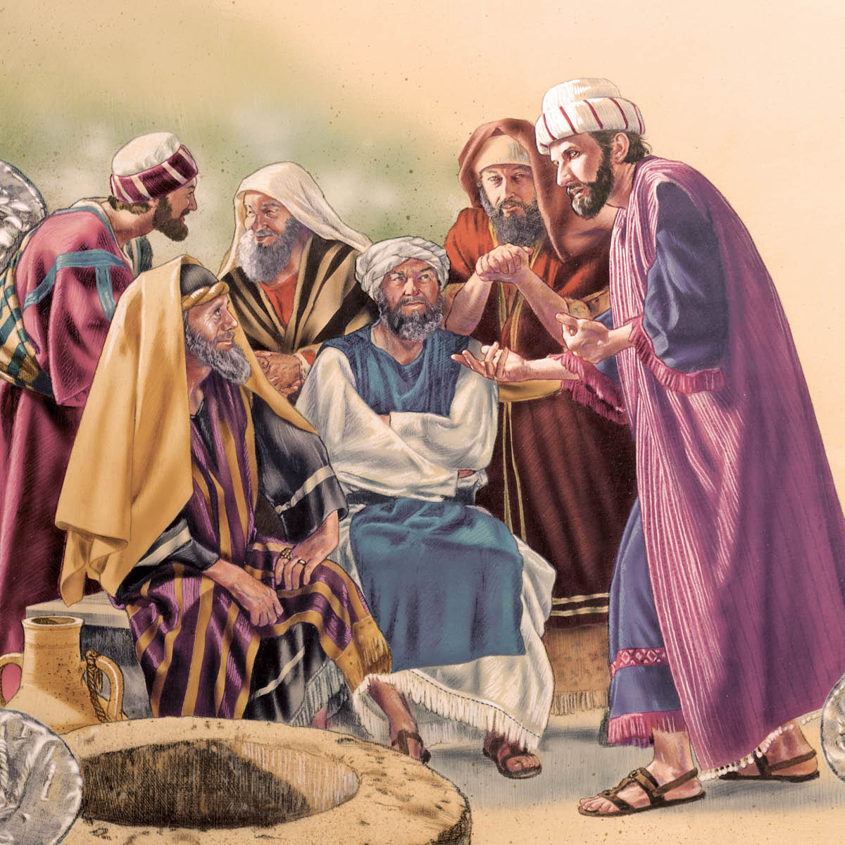 Judas Iskariot laver en sammensværgelse med jødernes religiøse ledere.