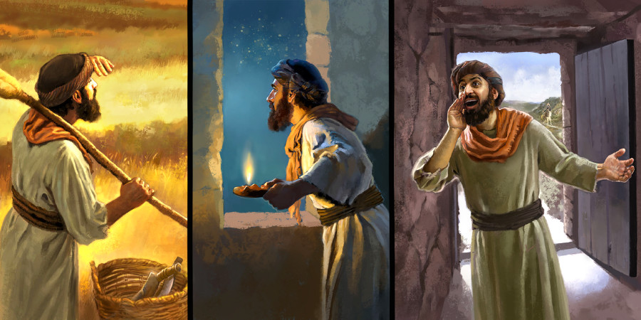 En mand holder vagt og advarer andre