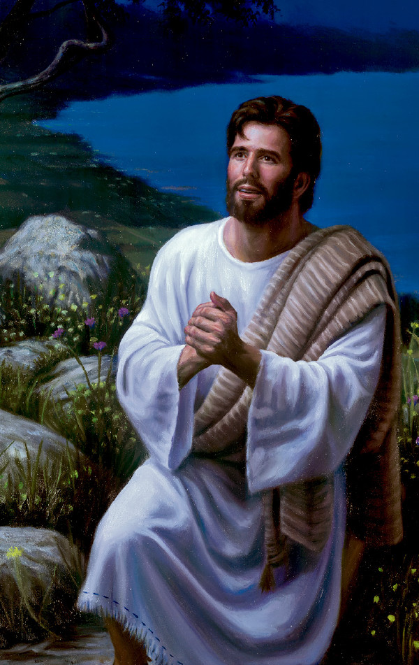Jesus betet auf einem Berg.