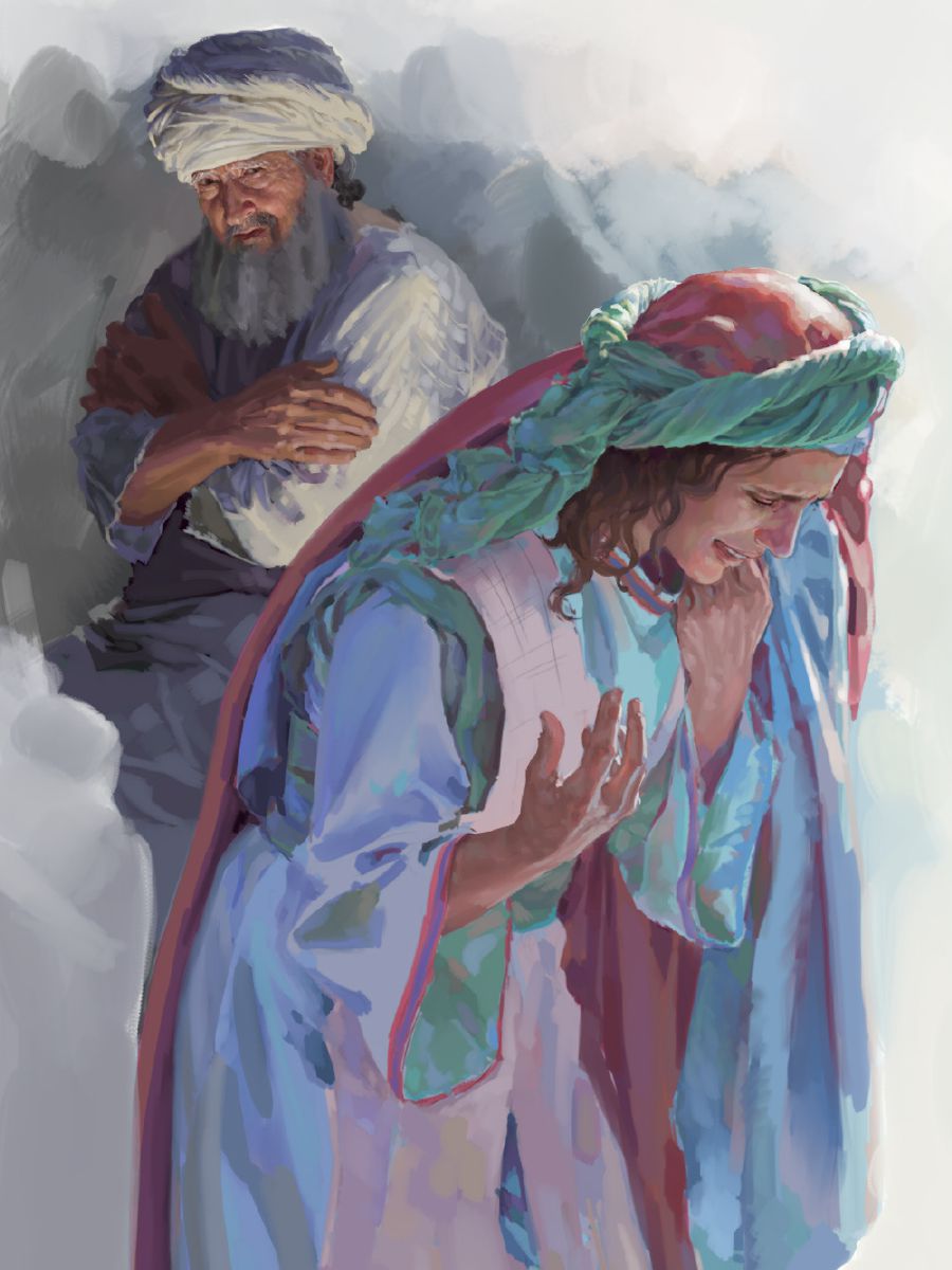 Der Hohe Priester Eli beobachtet, wie die betende Hanna weint