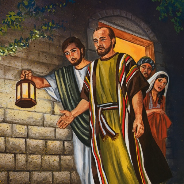 Paulus und Timotheus sehen Eutychus tot auf dem Boden liegen