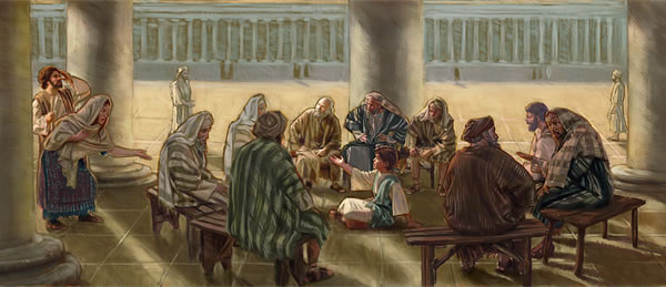 Joseph und Maria finden Jesus endlich im Tempel