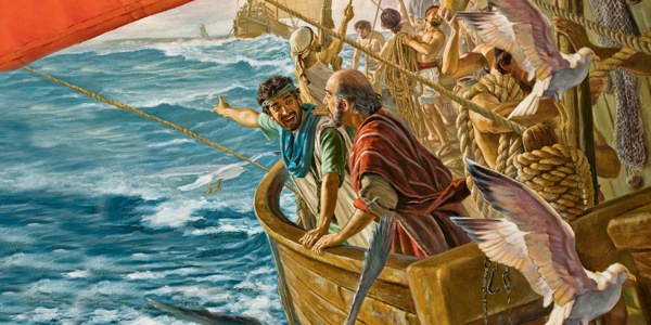 Der Apostel Paulus und Timotheus in einem Schiff