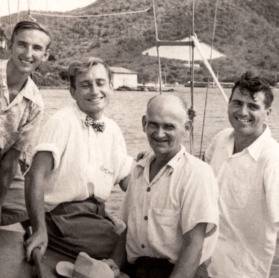 Vier Missionare an Bord der Sibia: Ron Parkin, Dick Ryde, Gust Maki und Stanley Carter