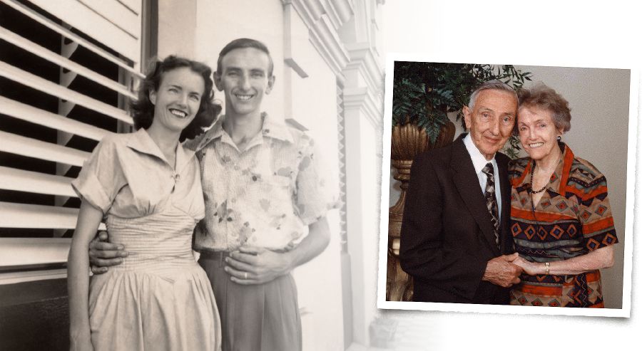 Ronald und Maxine Parkin kurz nach ihrer Heirat und bei ihrer goldenen Hochzeit
