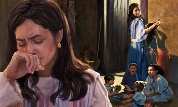 Η υπερήφανη Φενίννα, με τα παιδιά της ολόγυρα, κοιτάζει ειρωνικά την Άννα που κλαίει