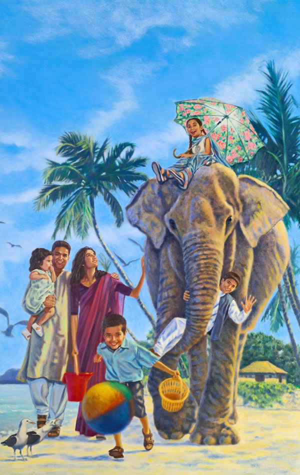 A family enjoying life on a paradise earth