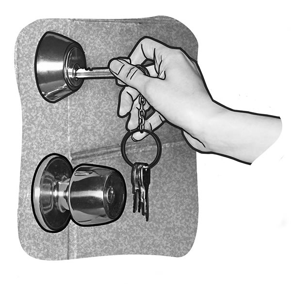 Someone unlocking a door