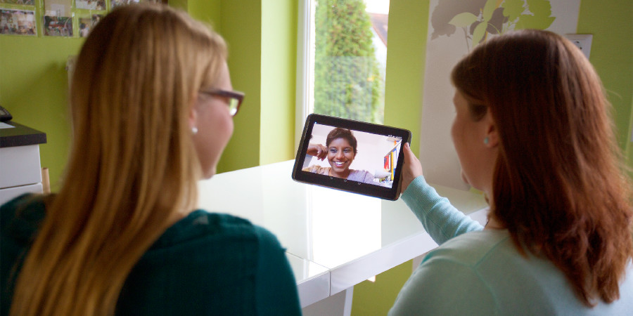 Anja on a video call to her friends