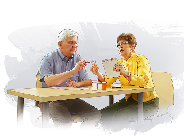 The couple reviews the notes taken at the doctor’s office