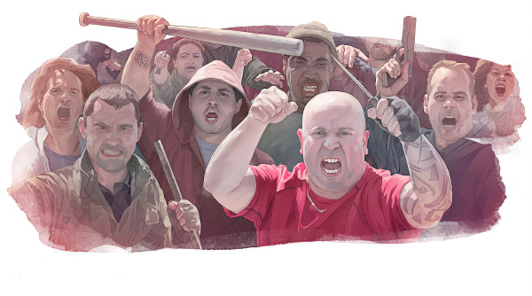 An angry group of people