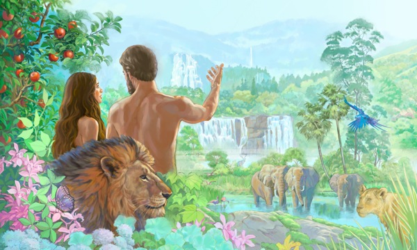 Adam and Eve in the Paradise in Eden