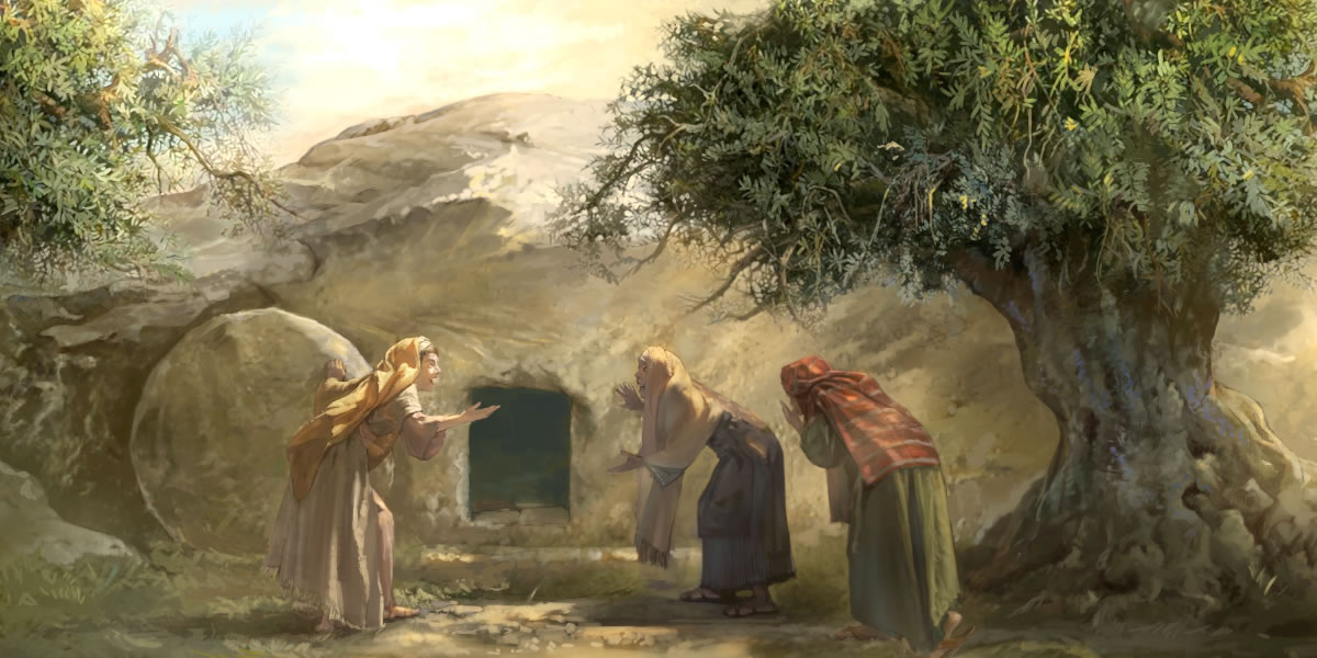 Women are shocked to find Jesus’ tomb empty