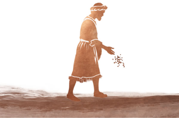 A man sowing fine seed
