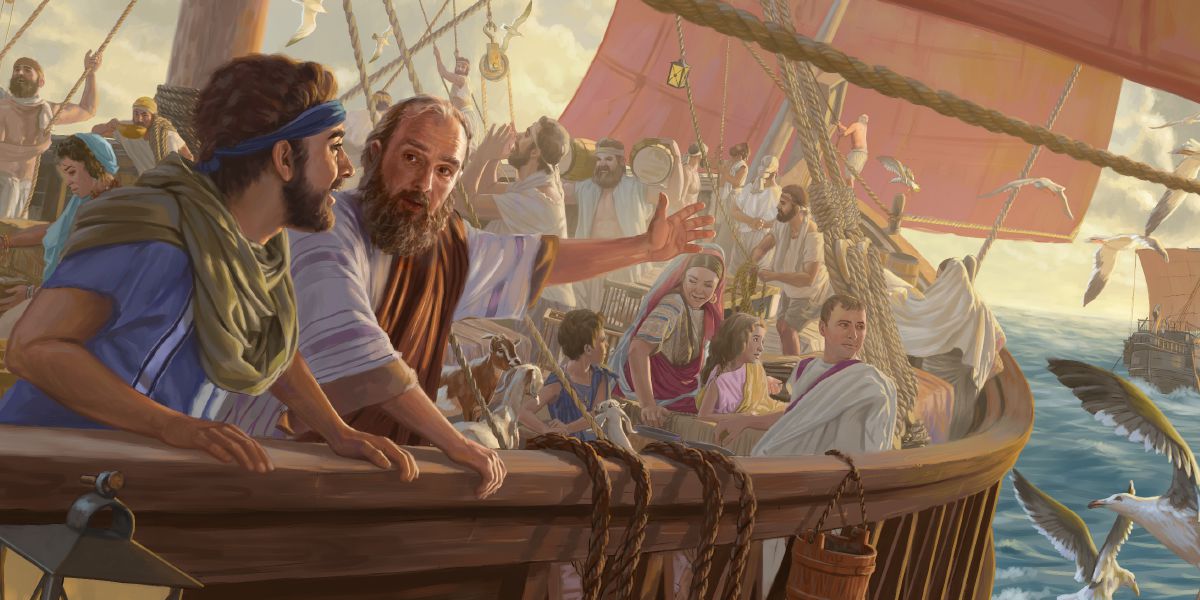The apostle Paul and Timothy on a ship
