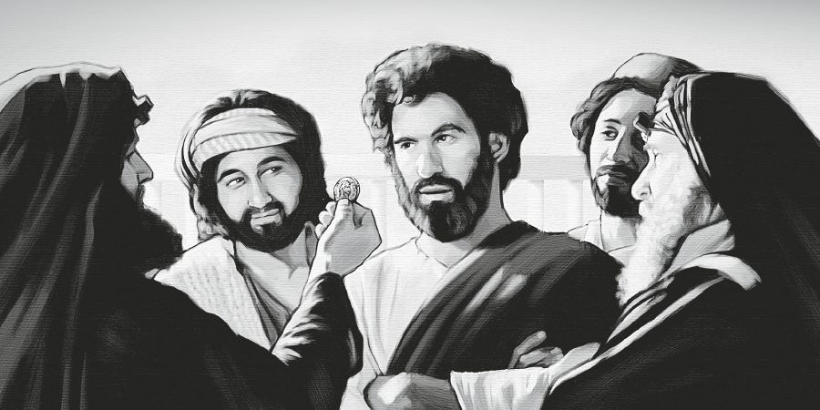 Men ask Jesus a trick question about paying taxes