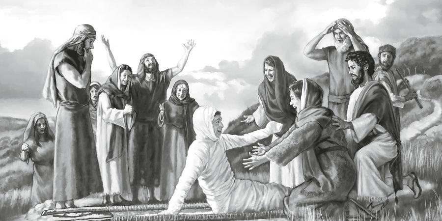 Jesus resurrects the widow of Nain’s son and people rejoice