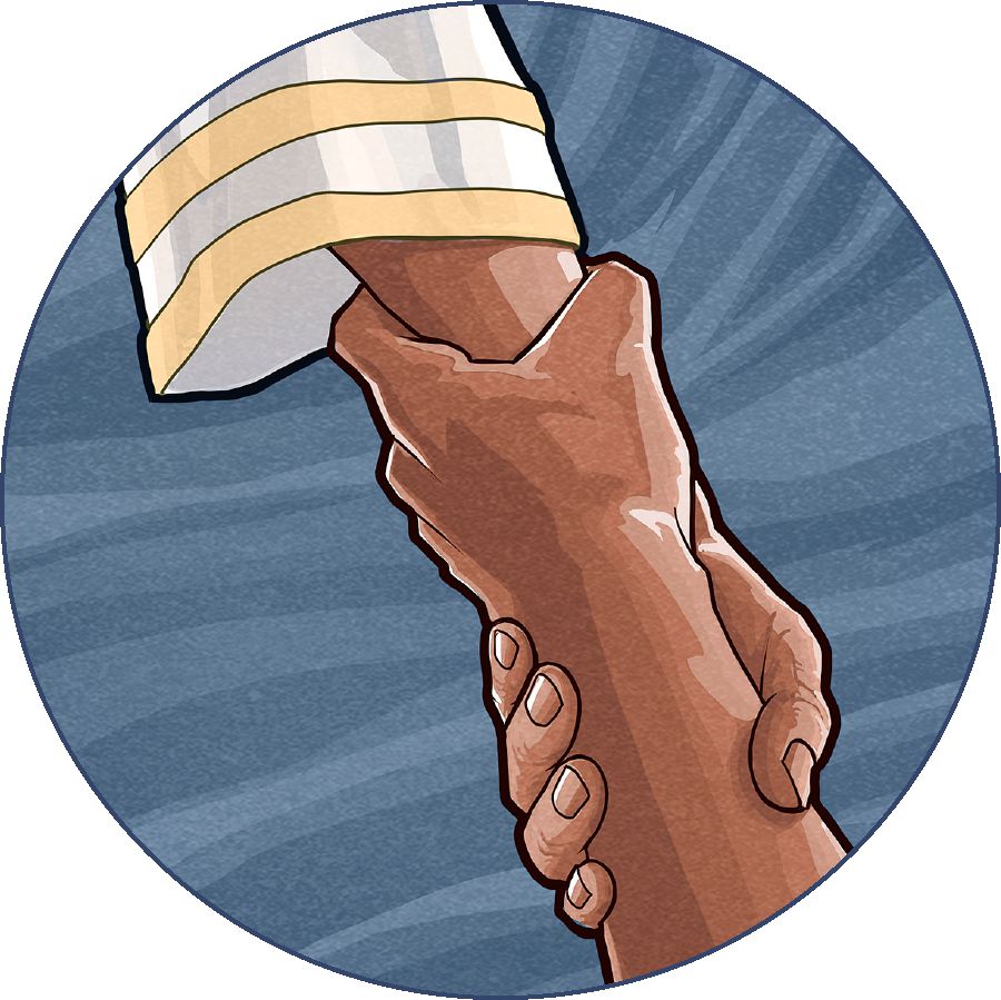 A person reaches for a helping hand