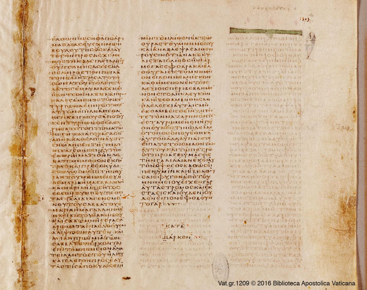Codex Vaticanus—End of Mark’s Gospel