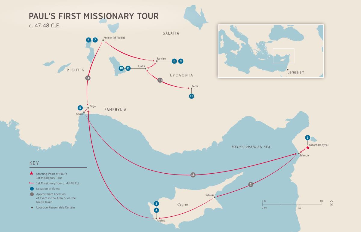 Acts of Apostles—Paul’s First Missionary Tour (Ac 13:1–14:28) c. 47-48 C.E.