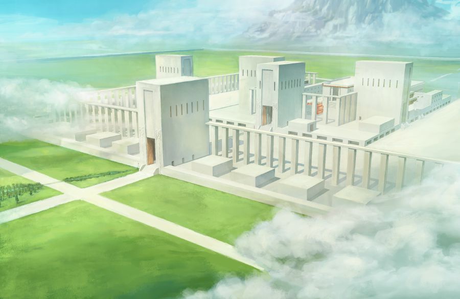 A closeup view of Ezekiel’s visionary temple on a high mountain.